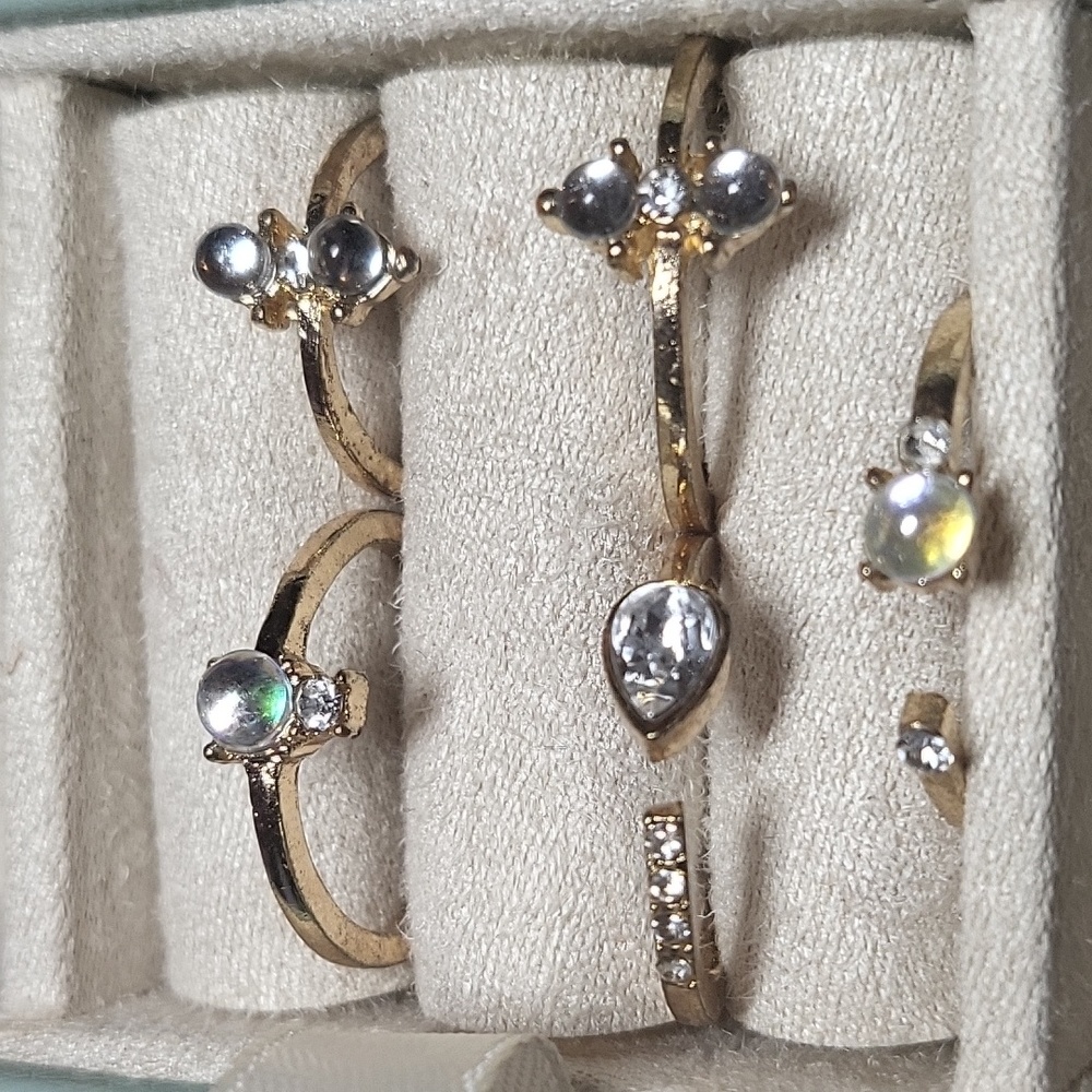 Set of 5 fake  crystal rings